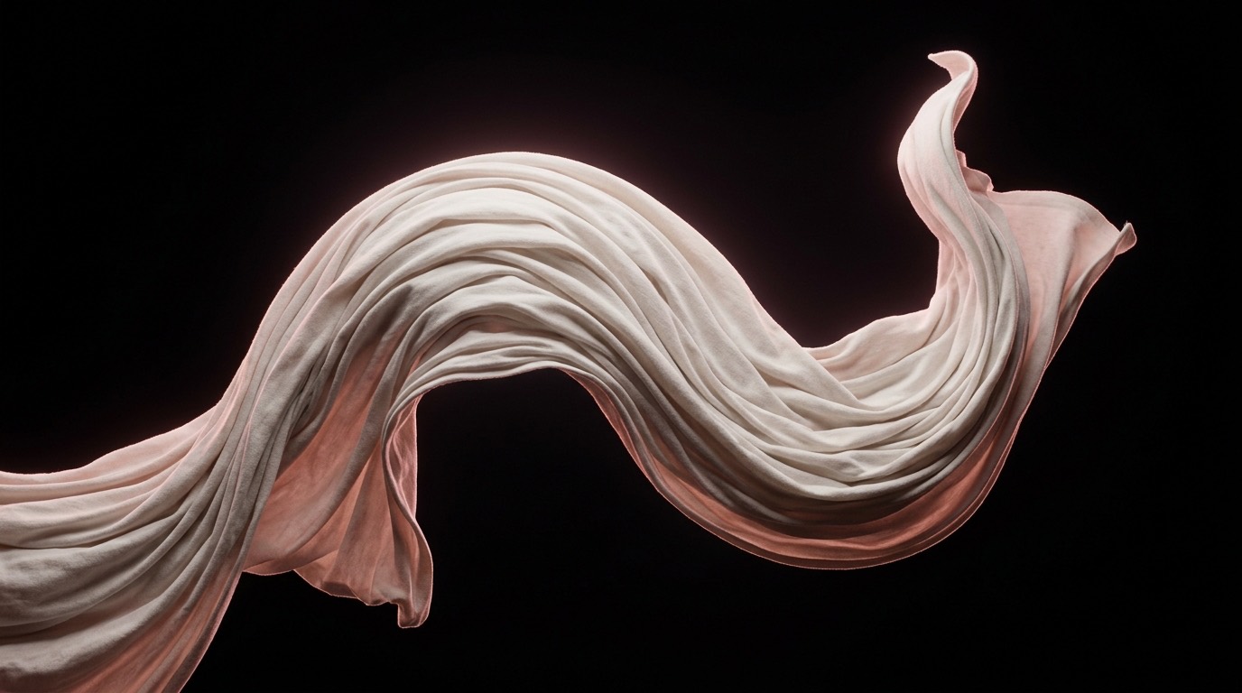 Undyed cotton jersey draped mid-air against black